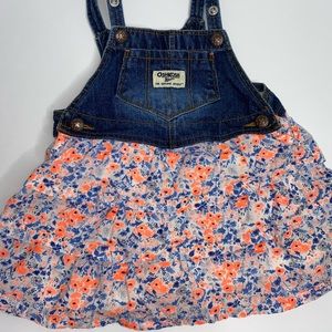 Oshkosh bgosh size 18m floral denim overall dress